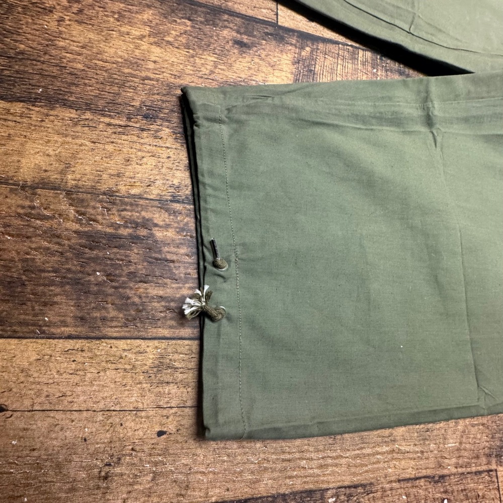 Vintage US Navy Bib Overalls Pants Dungarees Olive Green Cotton Talon Zipper L - Picture 6 of 13